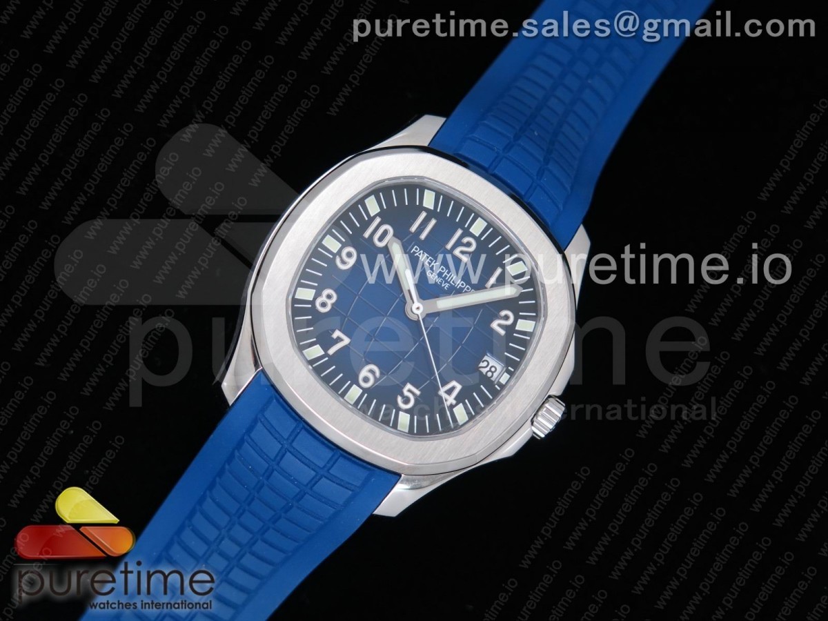PF공장 파텍필립 아쿠아넛 블루 텍스처드 다이얼 Aquanaut 5168 SS 1:1 Best Edition Blue Textured Dial on Blue Rubber Strap A324 Clone
