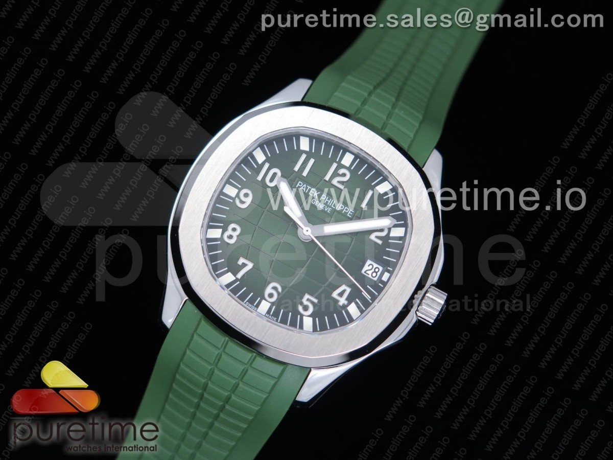 KM공장 파텍필립 그린 텍스처드 다이얼 Aquanaut 5167 SS KMF 1:1 Best Edition Green Textured Dial on Green Rubber Strap A324