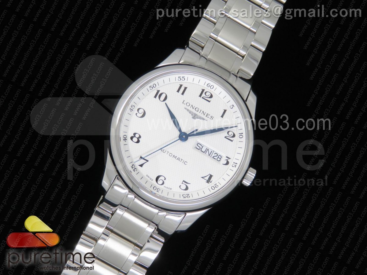 KZ공장 론진 마스터 화이트 텍스처드 다이얼 브레이슬릿 Master SS KZF 1:1 Best Edition White Textured Dial on SS Bracelet ETA2836