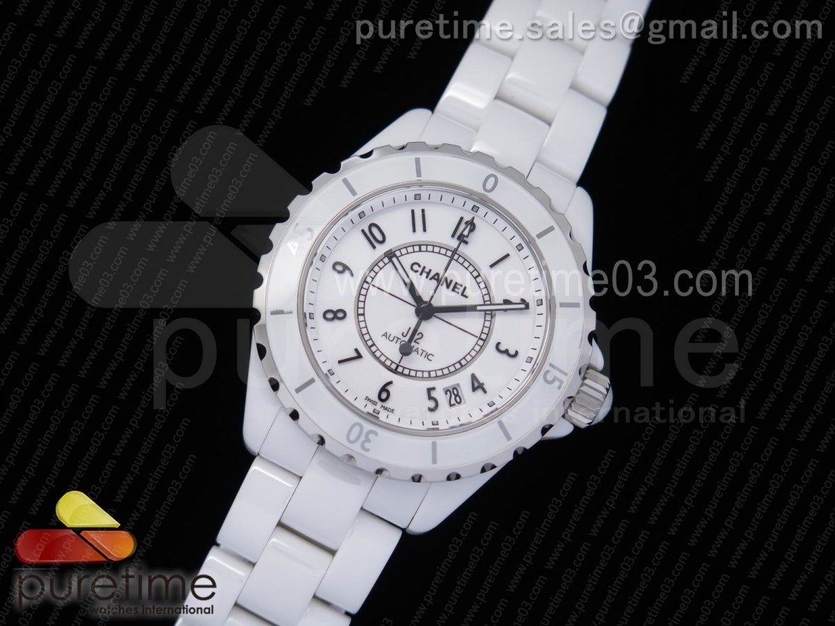 KOR공장 샤넬 J12 38MM  남성용 화이트 세라믹 아리비안 인덱스 J12 38mm KOR 1:1 Best Edition White Korea Ceramic White Dial on Bracelet A2892