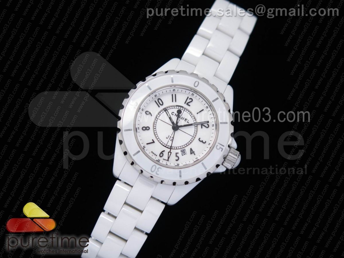 KOR공장 샤넬 J12 33MM 여성용 화이트세라믹 아라비안 인덱스 J12 33mmJ12 33mm KOR 1:1 Best Edition White Korea Ceramic White Dial on Bracelet Swiss Quartz
