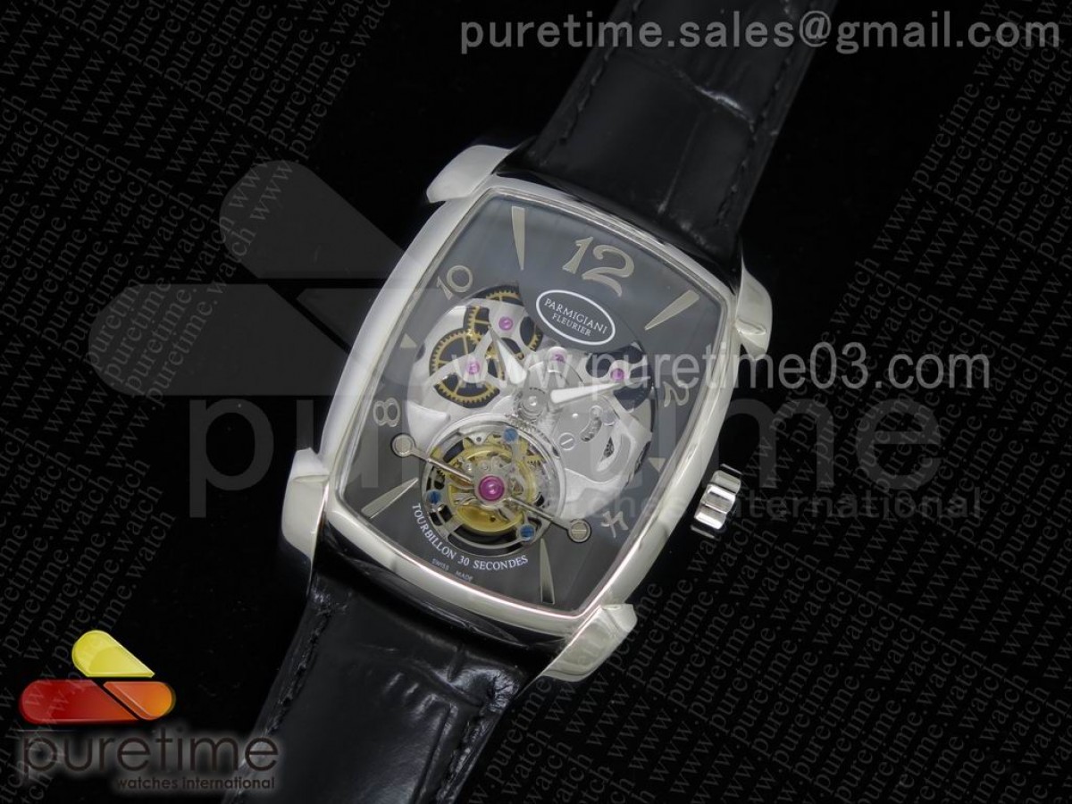 파르마지아니 칼파 그란데 뚜르비옹 그레이 스켈레톤 다이얼 Kalpa Grande Tourbillon SS Gray Skeleton Dial on Black Leather Strap