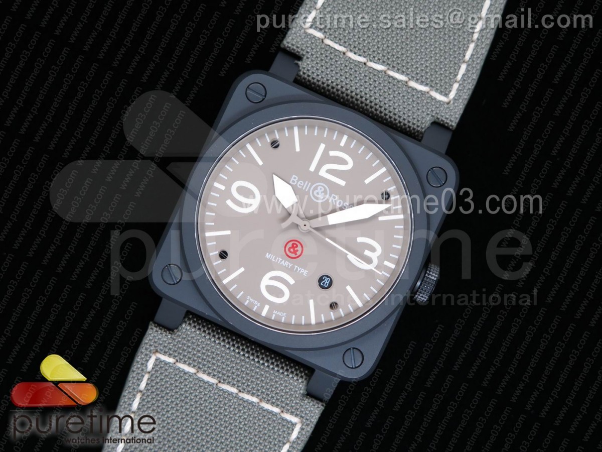 벨엔로스 BR03-92 밀리터리 타입 그레이 다이얼 그린 나일론 스트랩 BR 03-92 PVD Military Type Gray Dial on Green Nylon Strap MIYOTA 9015