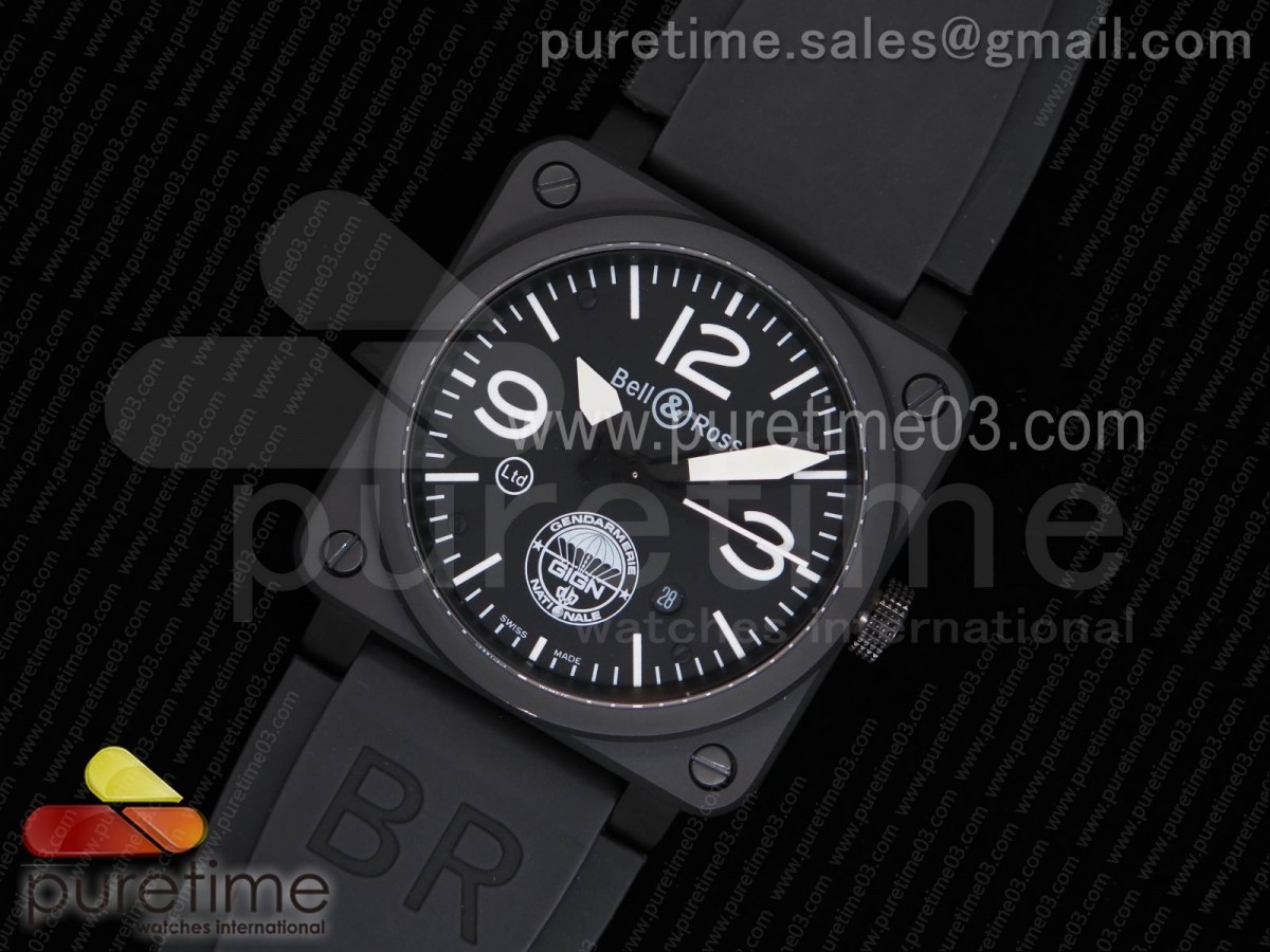 벨엔로스 BR03-92 GIGN 블랙 다이얼 블랙 러버 스트랩 BR 03-92 PVD GIGN Special Edition Black Dial on Black Rubber Strap MIYOTA 9015