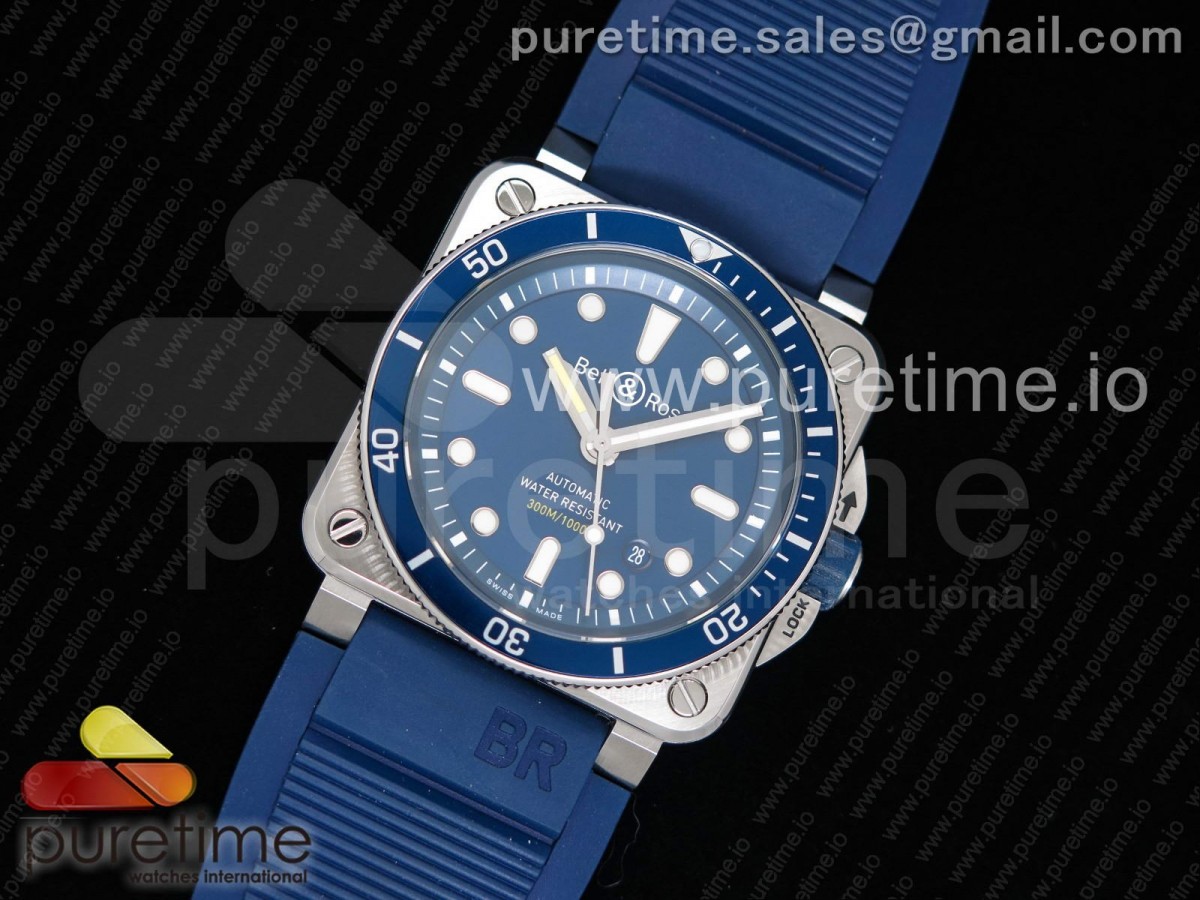 벨엔로스 BR03-92 다이버 블루 다이얼 러버 스트랩 BR 03-92 Diver SS 1:1 Best Edition Blue Dial on Rubber Strap MIYOTA 9015