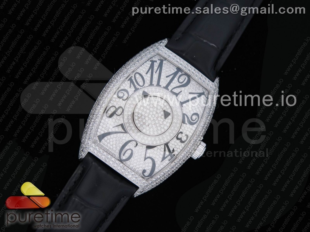 프랭크뮬러 더블 미스터리 다이아몬드 다이얼 Double Mystery SS Diamonds Dial on Black Leather Strap MIYOTA 9015