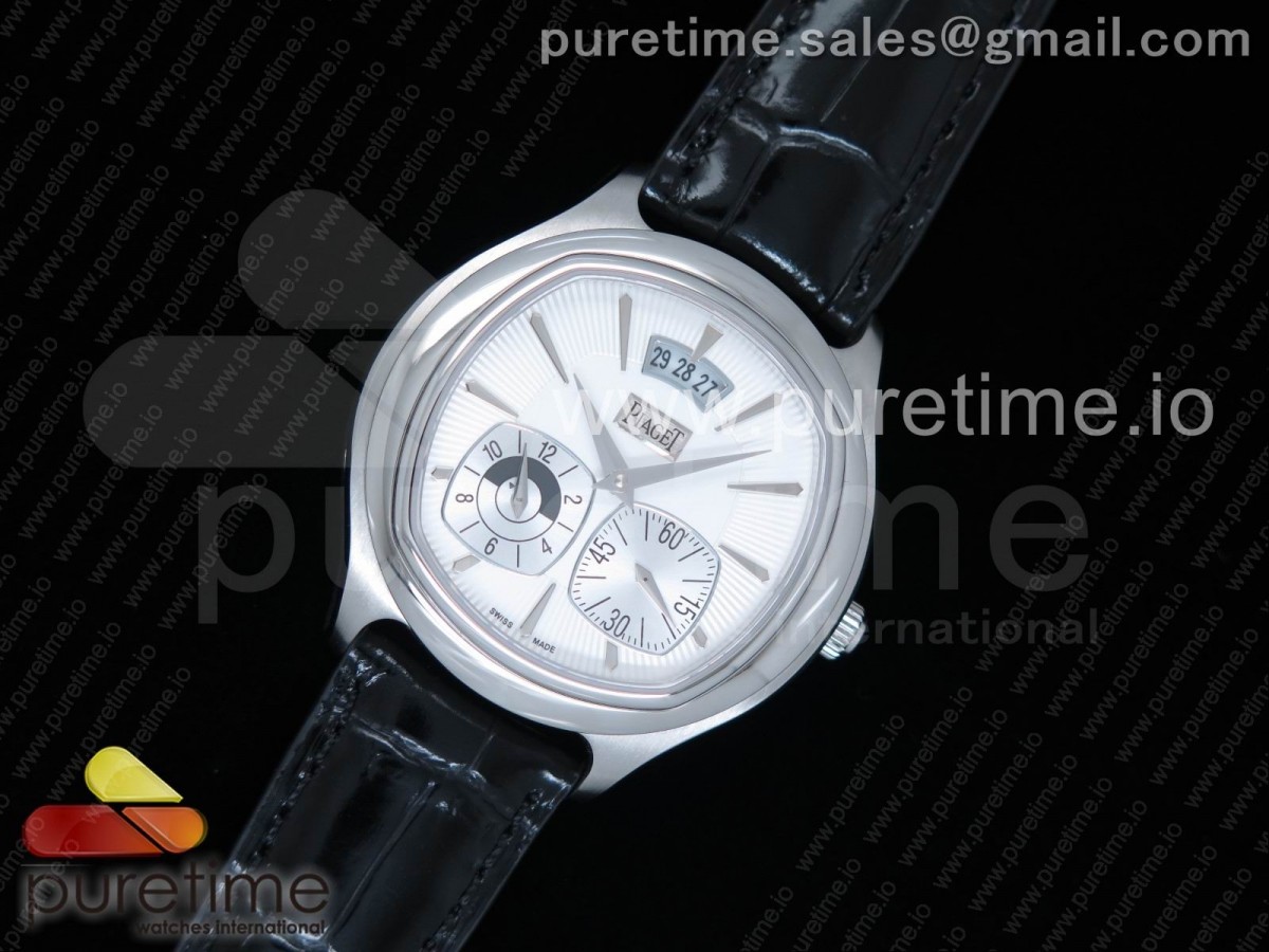 TW공장 피아제 블랙 타이 화이트 다이얼 블랙 레더 스트랩  Black-Tie SS TWF Best Edition White Dial on Black Leather Strap Cal.850P