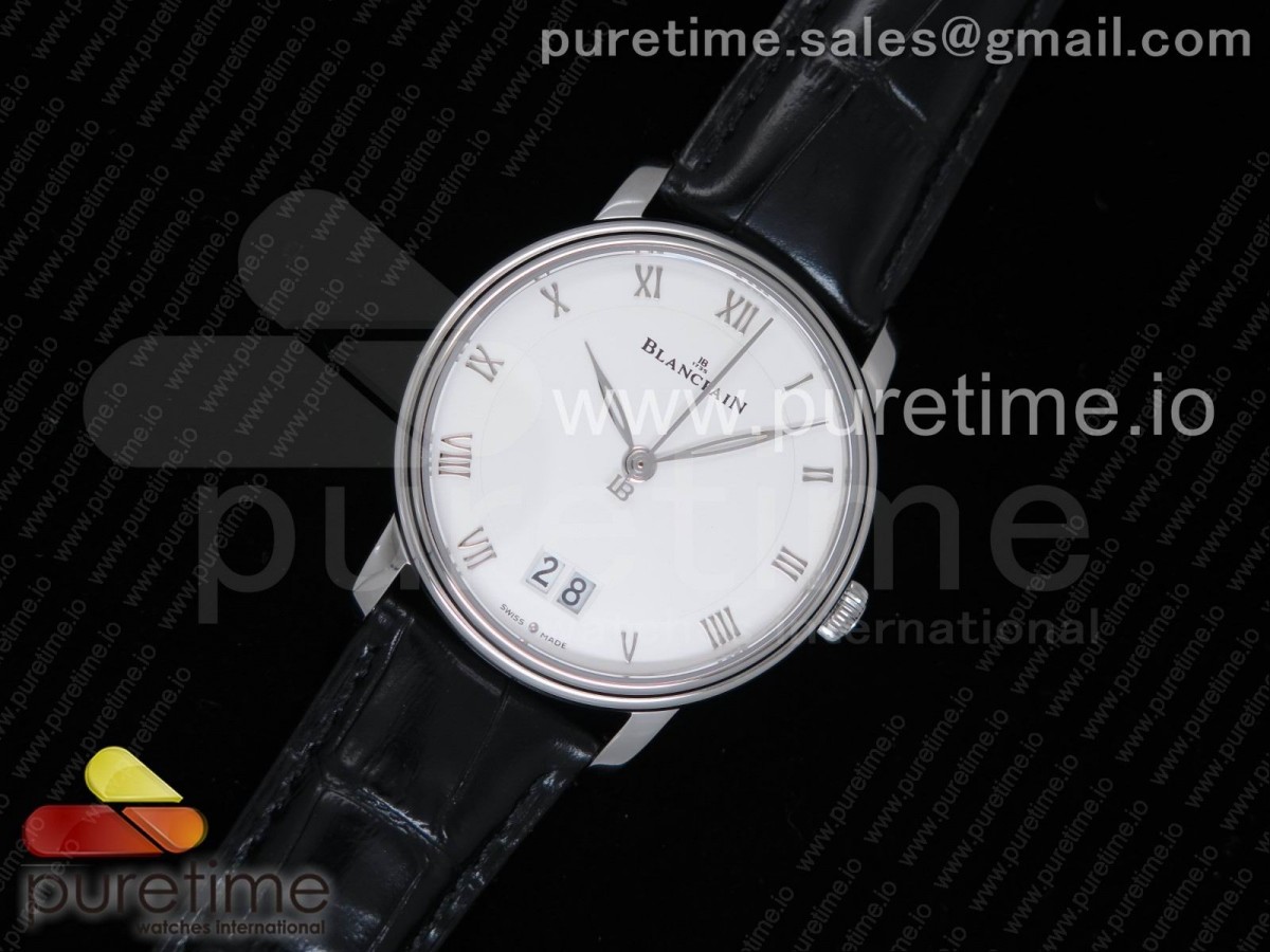 HG공장 블랑팡 빌레레 6669 빅 데이트 화이트 다이얼 Villeret 6669 Big Date SS V2 HG 1:1 Best Edition White Dial on Black leather Strap A6950