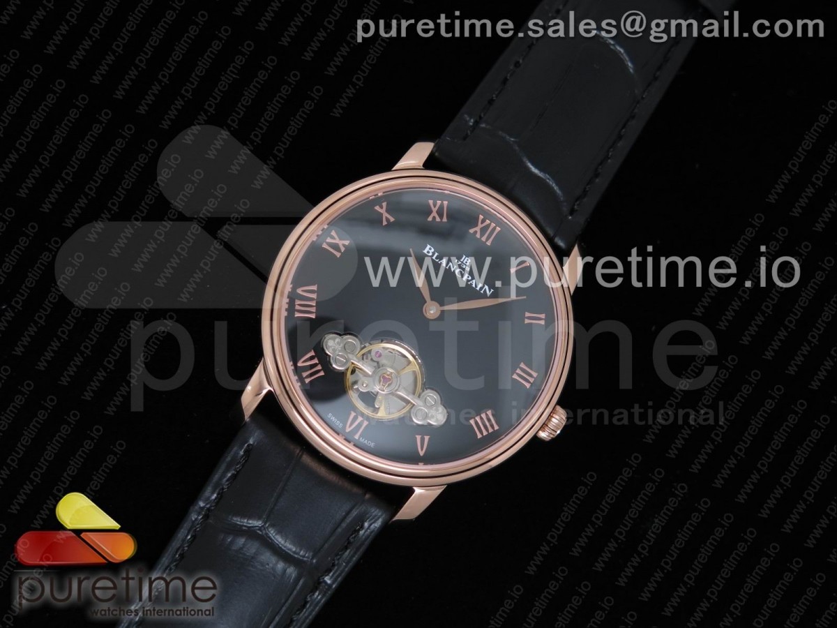 블랑팡 르 브래서스 로즈골드 블랙 다이얼 블랙 레더 스트랩 Le Brassus Carrousel Erotic Timepiece RG Black Dial on Black Leather Strap A23J