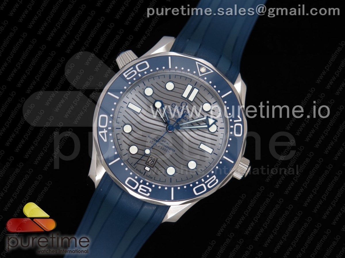 VS공장 V2 오메가 다이버300 그레이 블루 러버 / 2018 Seamaster Diver 300M VSF 11 Best Edition Blue Ceramic Gray Dial on Blue Rubber Strap A8800 V2 (Black Balance Wheel)