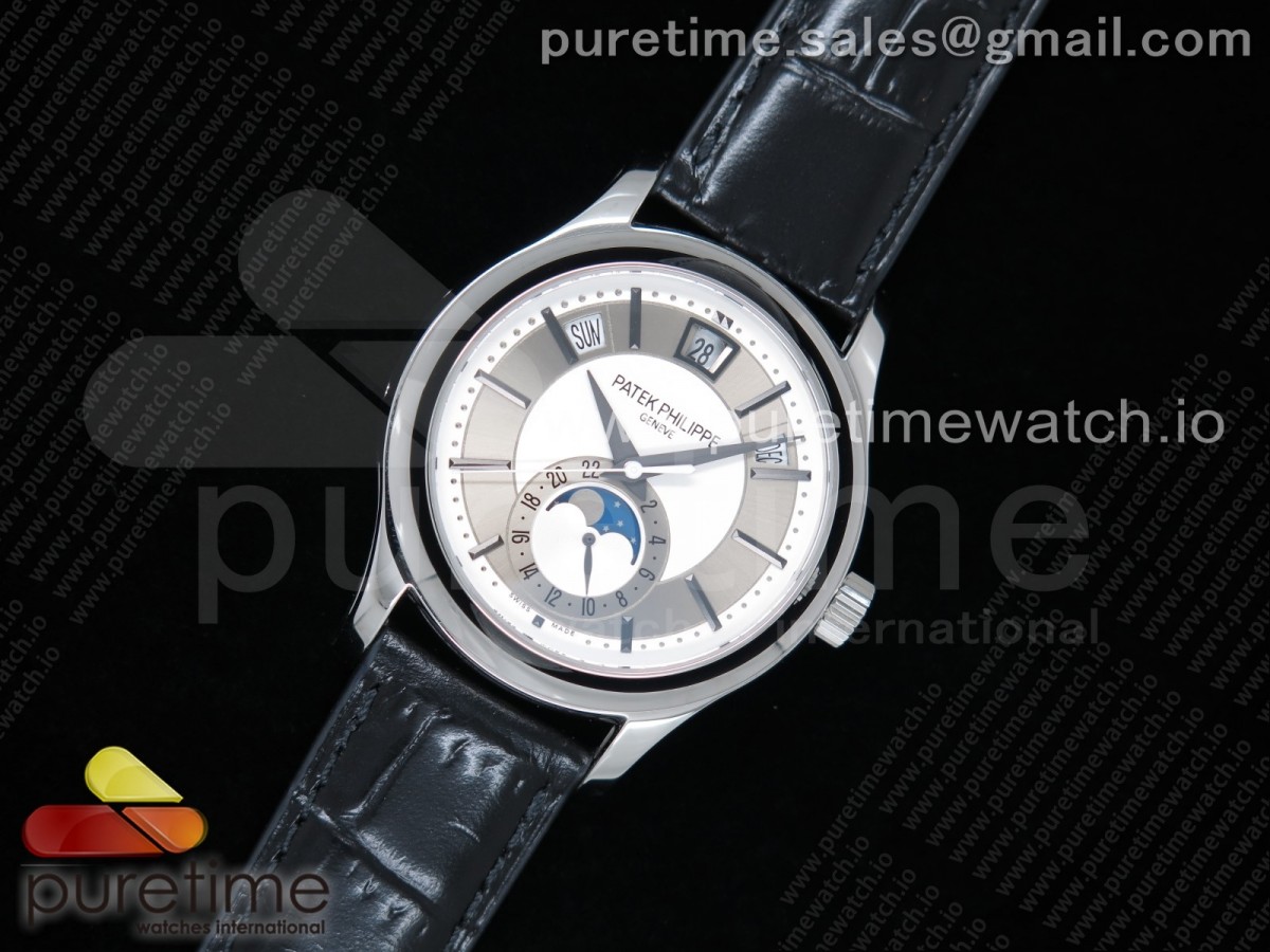 GR공장 파텍필립 애뉴얼 캘린더 화이트다이얼 가죽 / Annual Calendar 5205G GRF Best Edition White Dial on Black Leather Strap A324