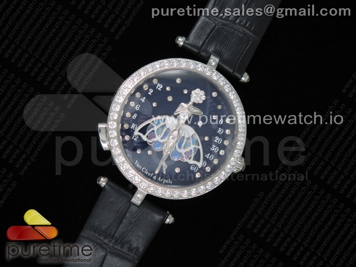 반클리프 레이디 아펠스 발레린 엔찬티 블루다이얼 블랙가죽 / Lady Arpels Ballerine Enchantée SS Blue Dial on Black Leather Strap Jap Quartz