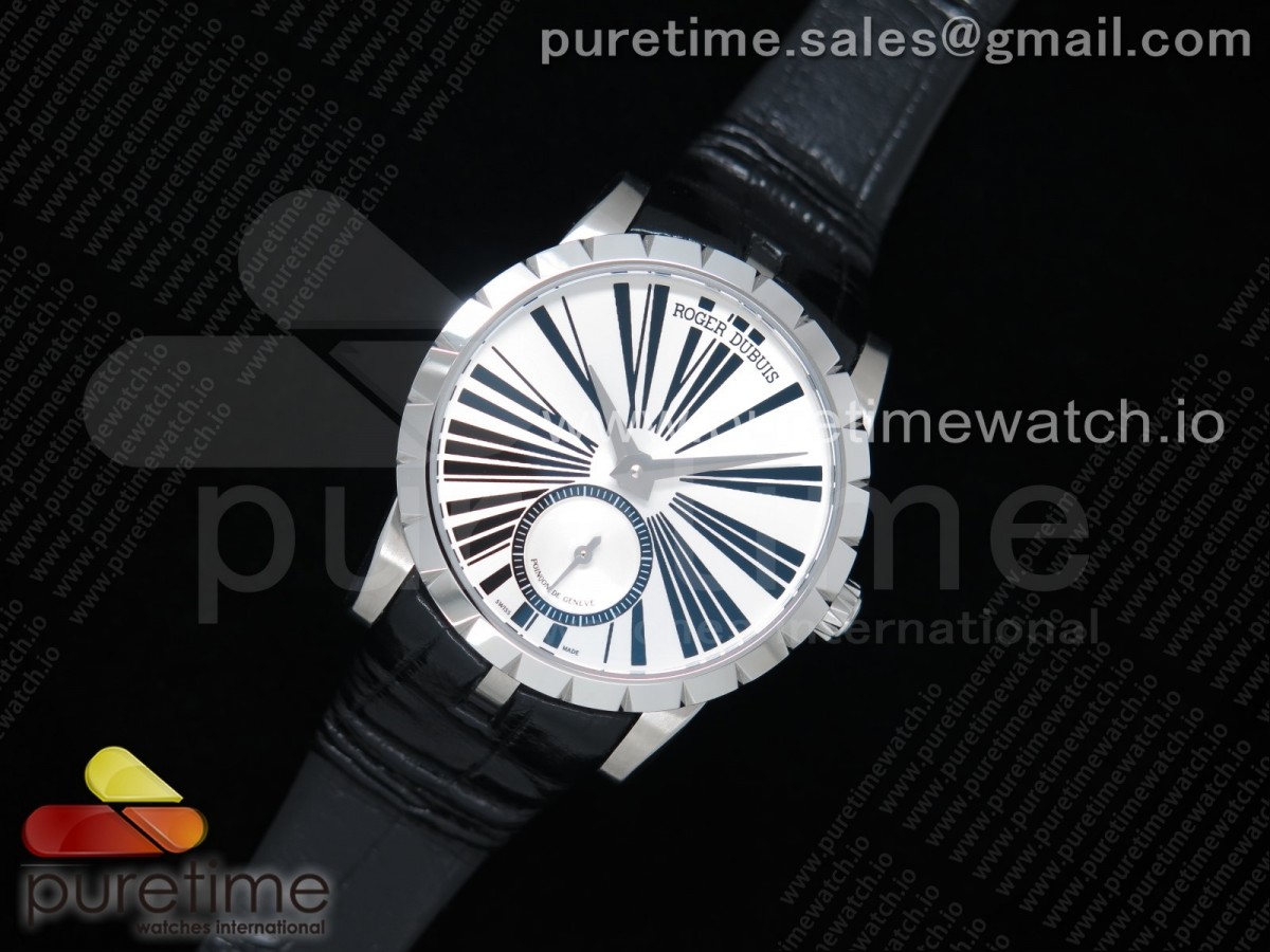 PF공장 로져드뷔 엑스칼리버 37mm 화이트다이얼 가죽 / Excalibur 36mm SS PF 11 Best Edition White Dial on Black Leather Strap A830