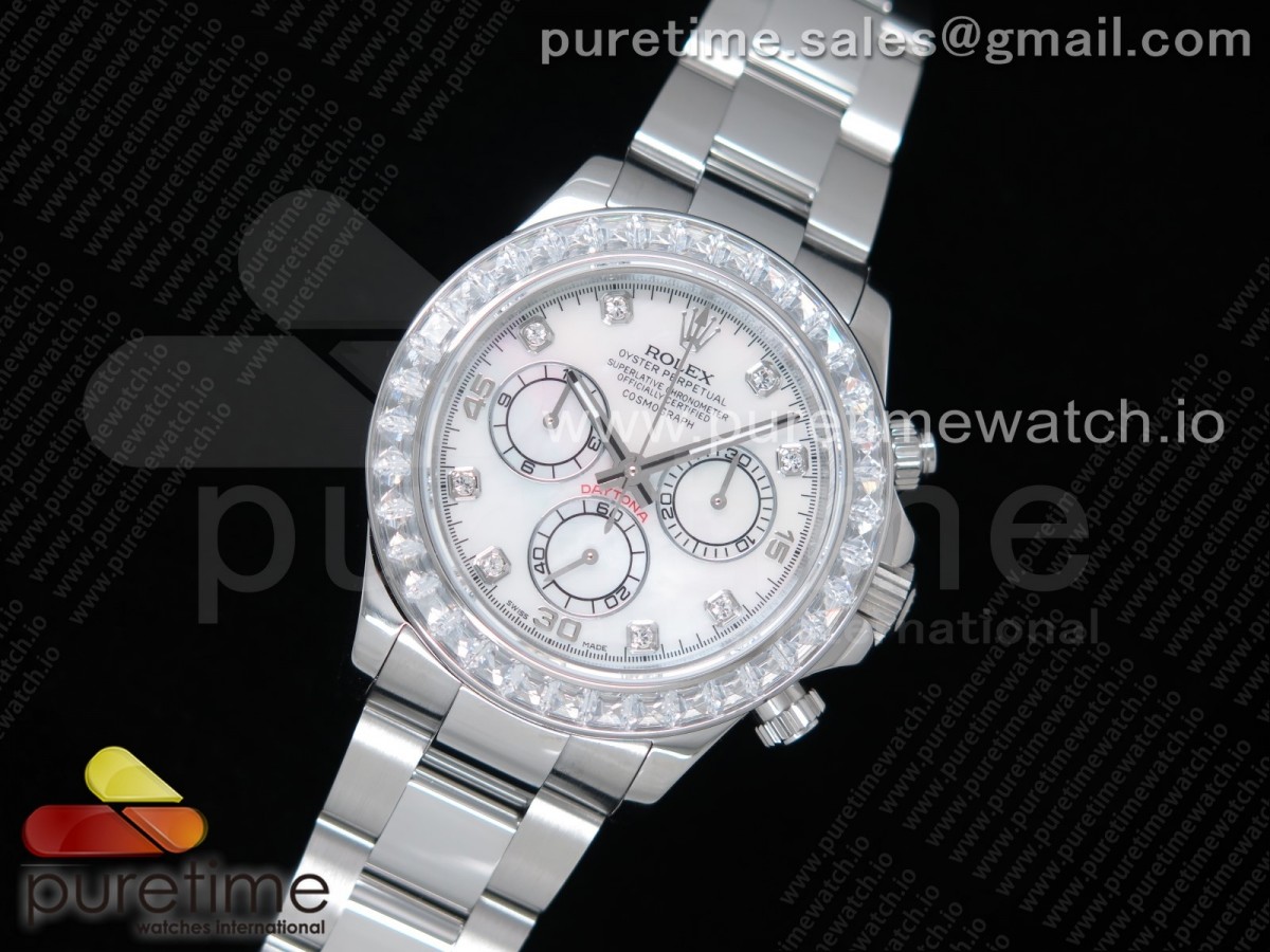 JH공장 롤렉스 데이토나 화이트다이얼 다이아베젤 / Daytona SS JHF Best Edition White Dial Diamonds Bezel on SS Bracelet A4130