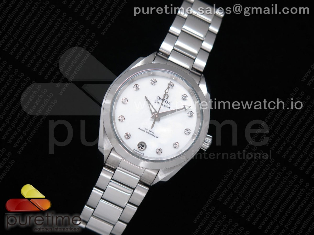 VS공장 오메가 아쿠아테라 34MM 자개다이아다이얼 브슬 / Aqua Terra 150M 34mm Ladies SS VSF 11 Best Edition White MOP Dial Diamonds Markers on SS Bracelet A8800