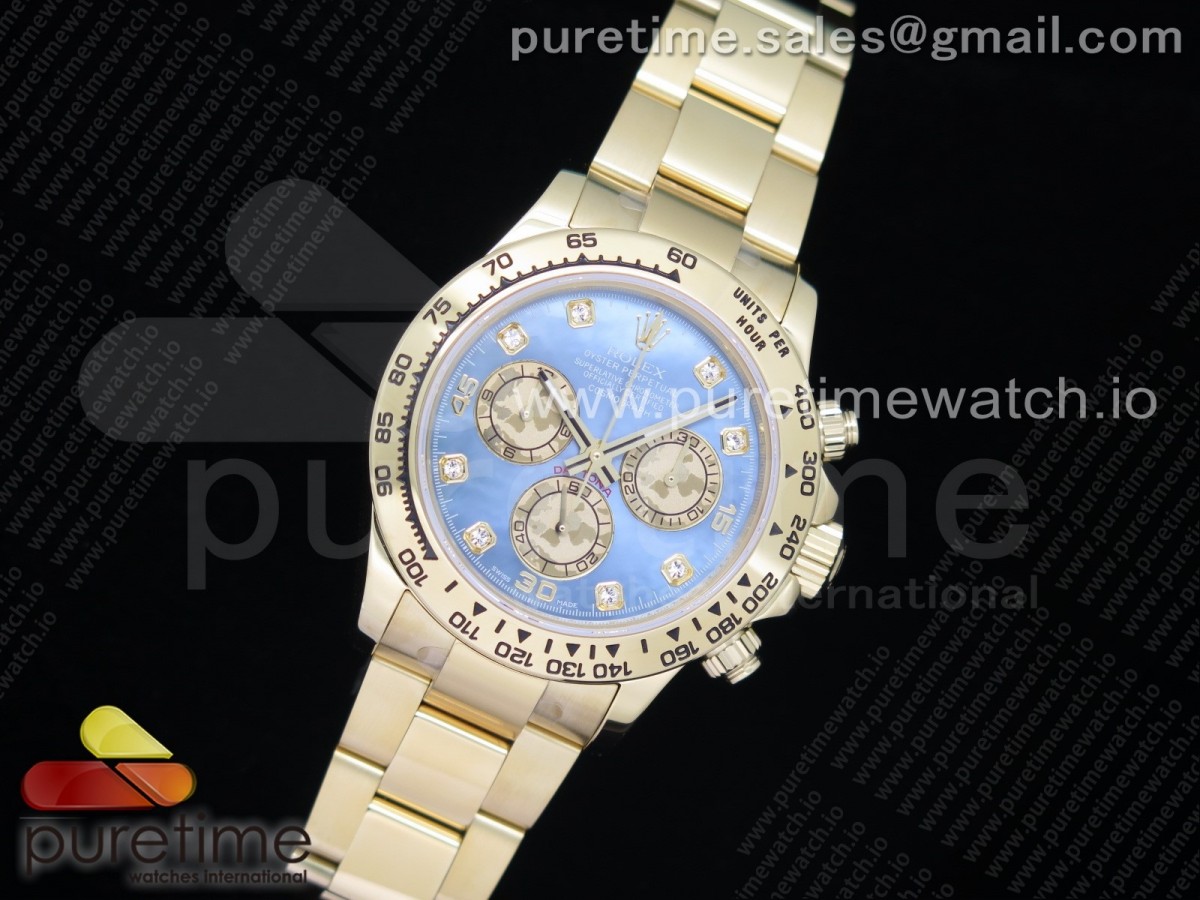 OM공장 롤렉스 데이토나 옐로우골드 금통 블루다이얼 브슬 / Daytona 116508 YG OMF Best Edition Blue Dial on YG Bracelet A4130