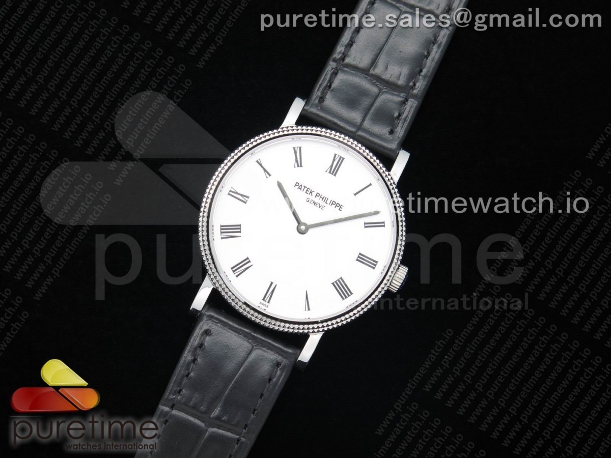 TW공장 파텍필립 칼라트라바 화이트다이얼 가죽 / Calatrava 5120 SS TWF Best Edition White Dial on Black Leather Strap A240 (Free Bracelet)