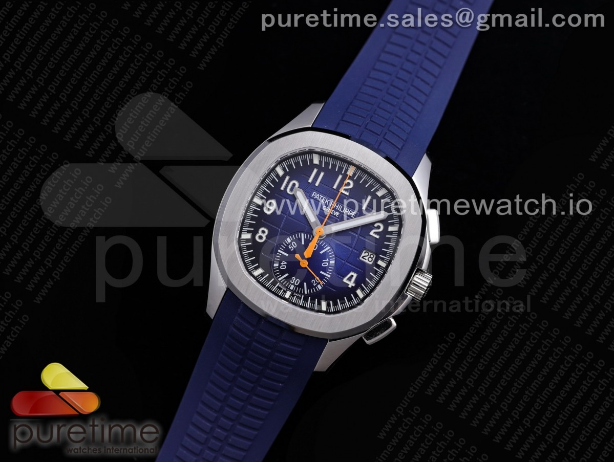 OM공장 파텍필립 아쿠아넛 크로노 블루다이얼 블루러버 / Aquanaut 5968 SS OMF Best Edition Blue Dial on Blue Rubber Strap A520