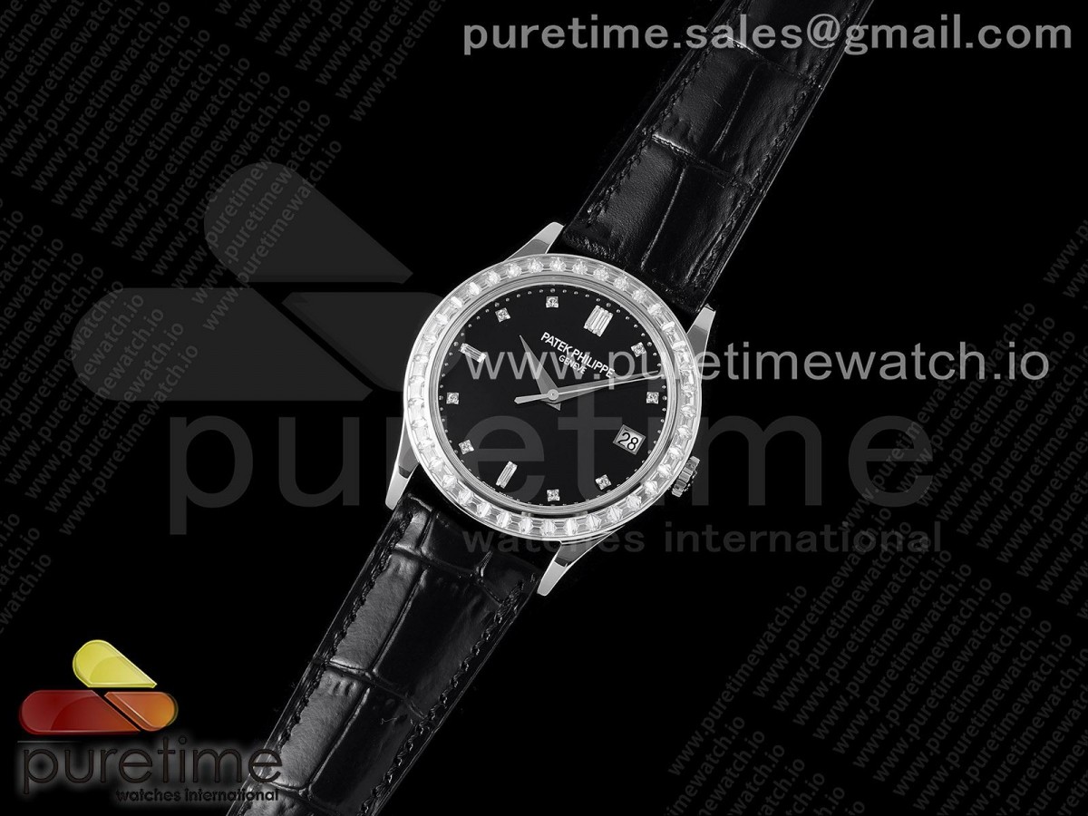ZF공장 파텍필립 칼라트라바 블랙다이얼 가죽 / Calatrava 5298P-012 SS T Diamonds Bezel ZF 11 Best Edition Black Dial on Black Leather Strap A324CS
