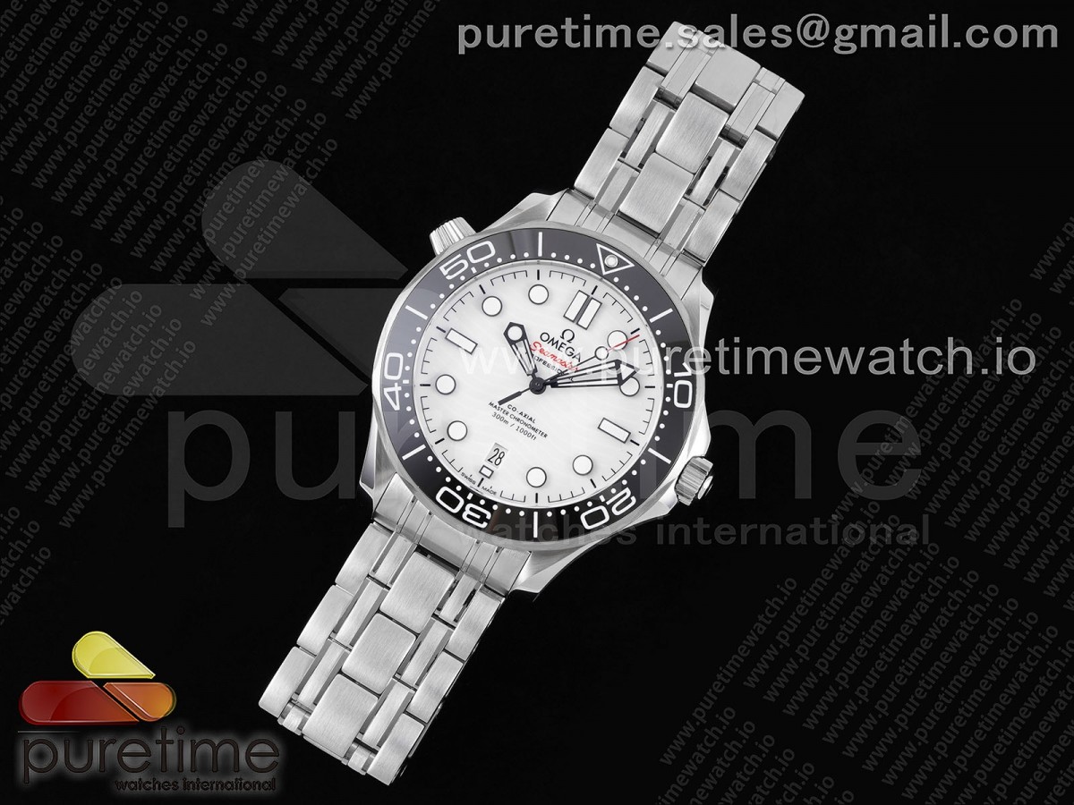 ZF공장 오메가 시마스터 300M 블랙베젤&화이트다이얼Seamaster Diver 300M ZF 11 Best Edition Black Ceramic White Dial on SS Bracelet A8800