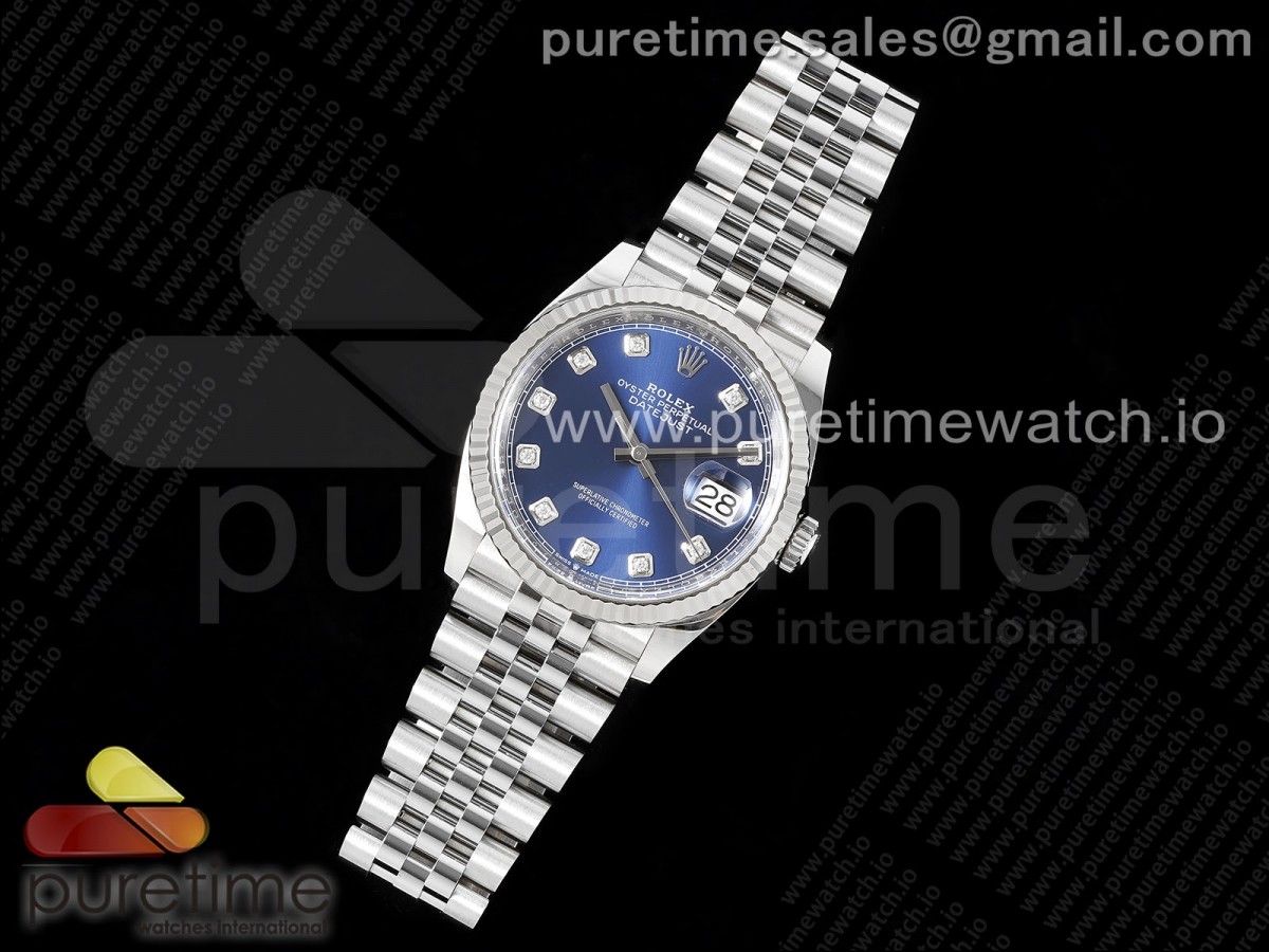 클린공장 데이저스트36mm 126234 블루다이얼 10p 플루티드 쥬빌레 DateJust 36 126234 Clean 11 Best Edition 904L Steel Blue Diamonds Dial on Jubilee Bracelet VR3235