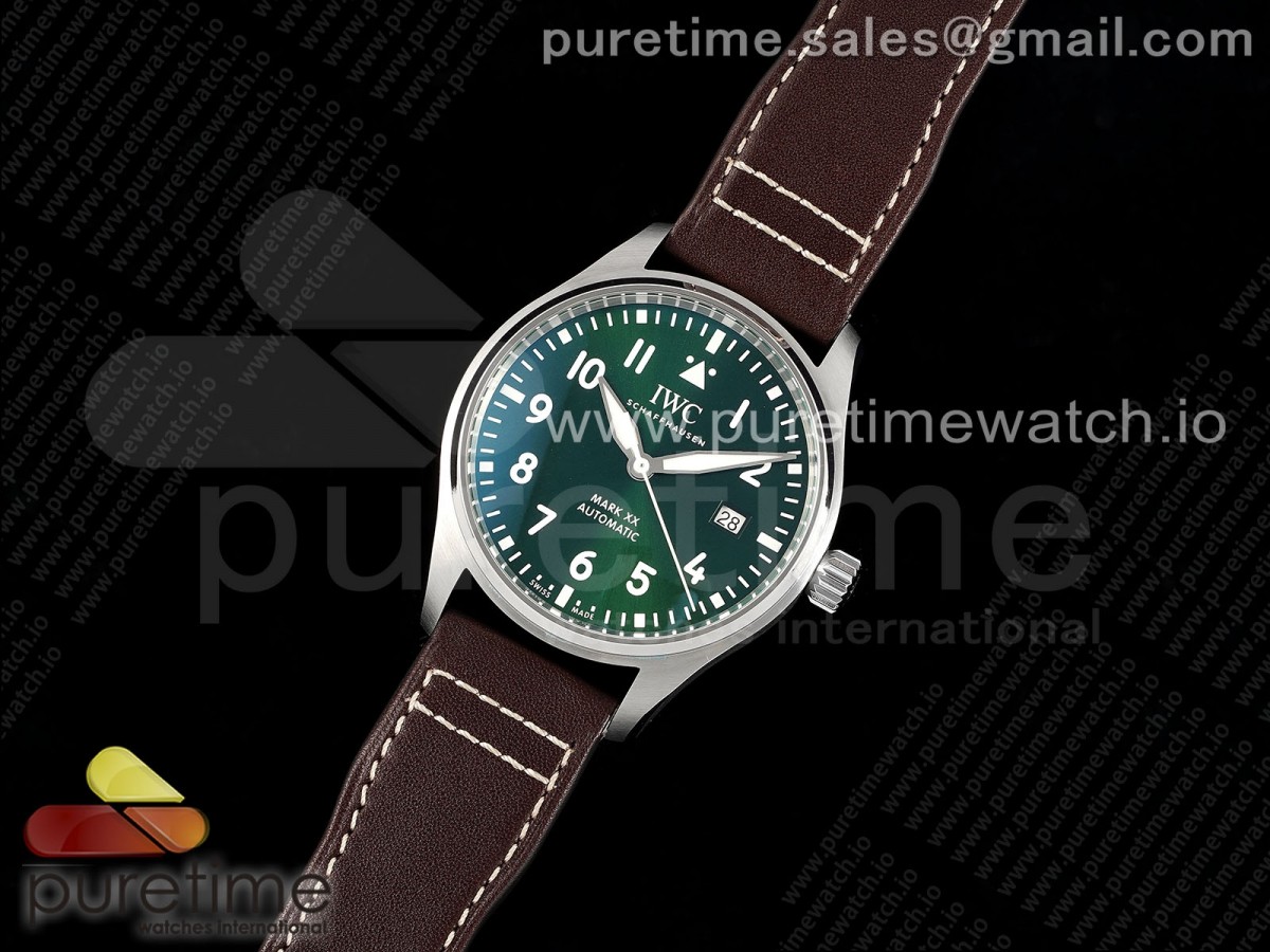 ZF공장 IWC 마크20 그린다이얼  Pilot Mark XX IW328205 ZF 11 Best Edition Green Dial on Brown Leather Strap A32111