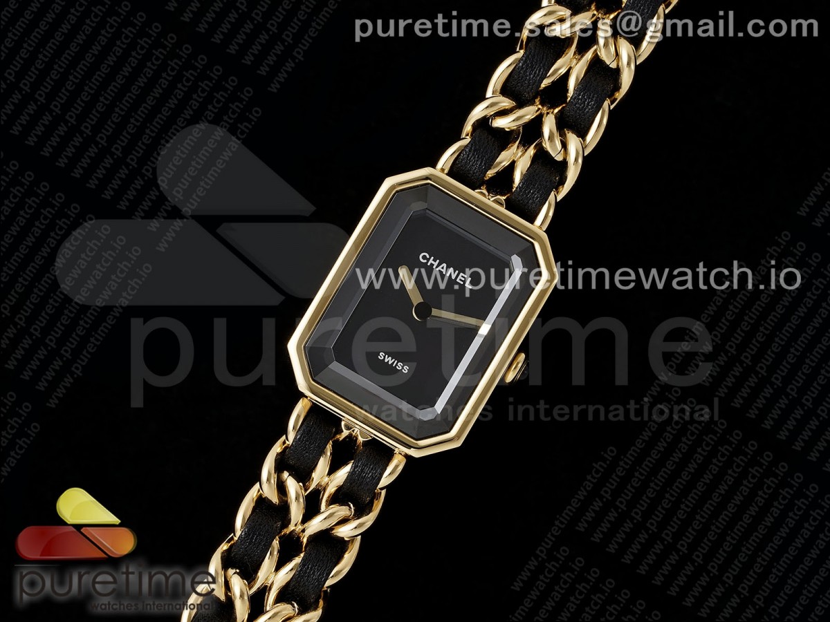 BV공장 샤넬 프리미에르 옐로우골드 Ppremière Iconic Chain Watch YG BVF 11 Best Edition Black Dial on Chain Bracelet RONDA Quartz