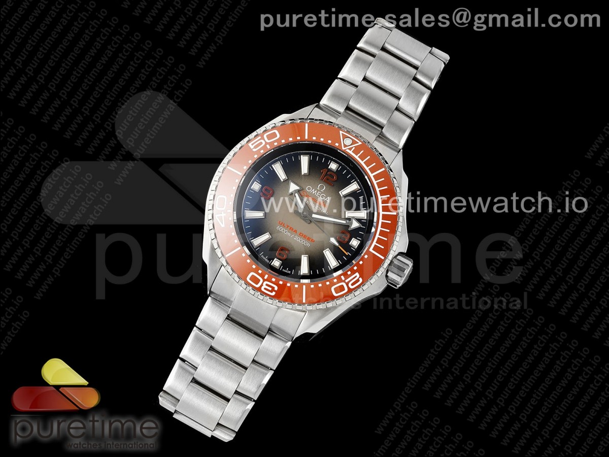 TF공장 오메가 씨마스터6000 울트라딥 오렌지 브레이슬릿Seamaster 6000M Ultra Deep SS TF 11 Best Edition Gray Dial Orange Ceramic Bezel on SS Bracelet A2824