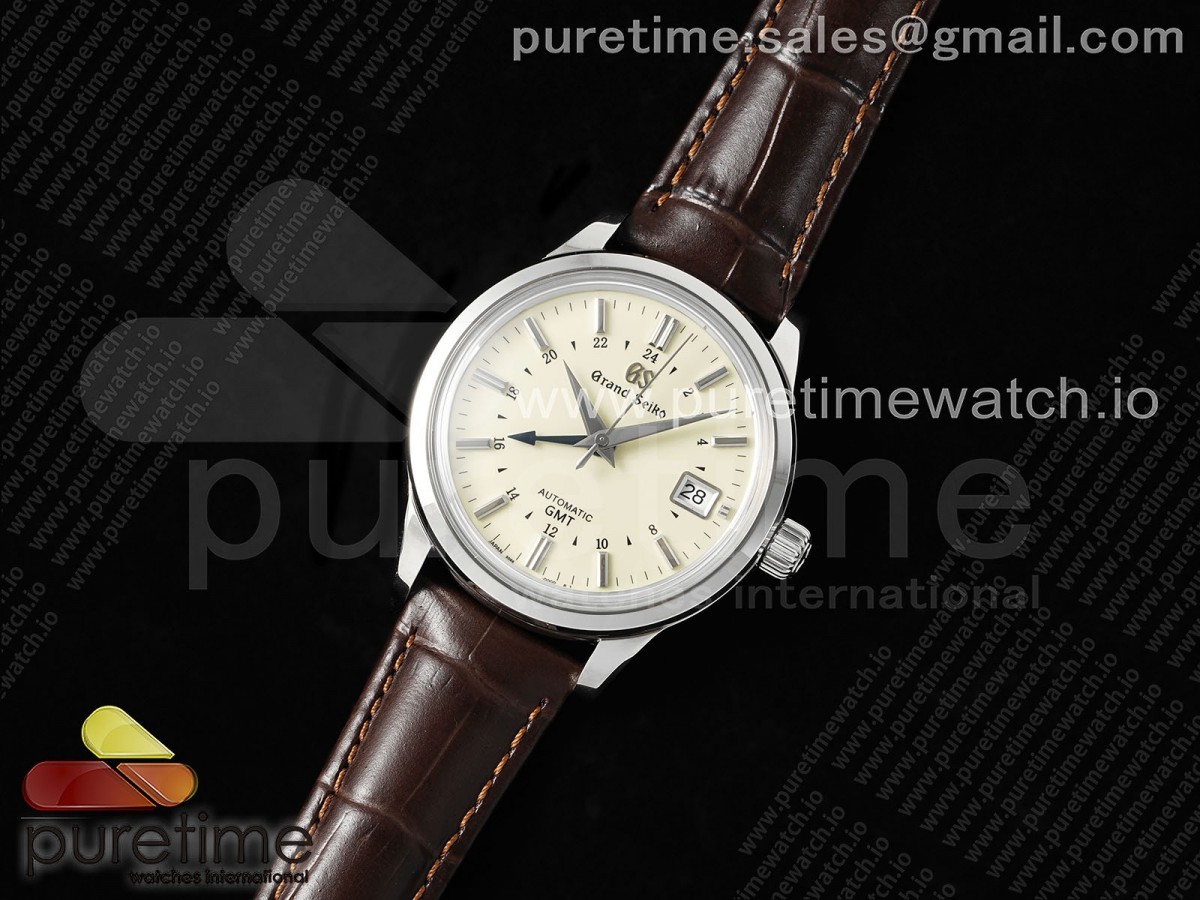 GS공장 그랜드세이코 엘레강스 GMT Grand Seiko Elegance GMT SS GSF 11 Best Edition Cream Dial on Brown Leather Strap NH34