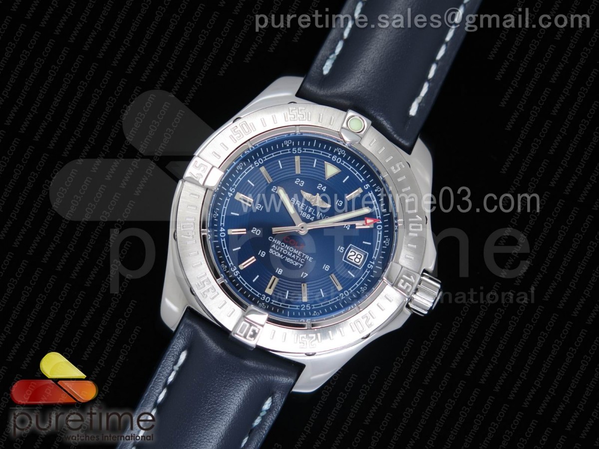 브라이틀링 콜트 오토매틱 블루 다이얼 / 가죽 olt II Automatic SS Blue Textured Dial on Blue Leather Strap A2824